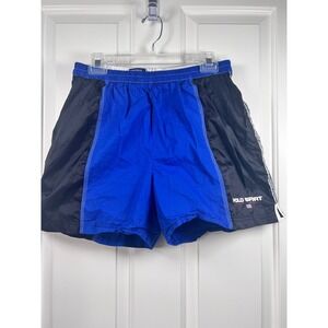 Polo Sport Ralph Lauren Mens Blue Black Colorblock Swim Trunks Shorts Vintage L